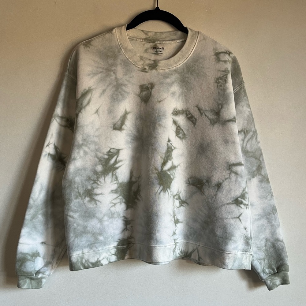Madewell Tie-Dye (Re)sourced Cotton Swing Sweatshirt XXS Green & White MA899